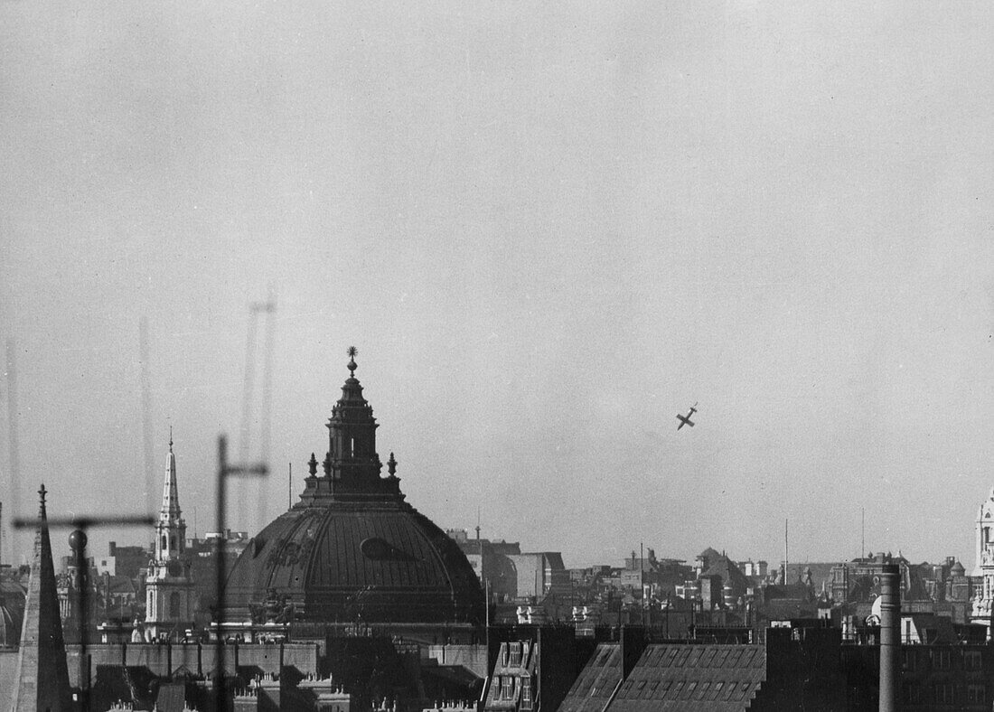 V1 flying bomb over Piccadilly, London, UK , 1945