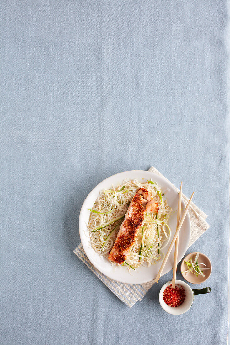 Seven Spice Salmon with Sesame Noodles