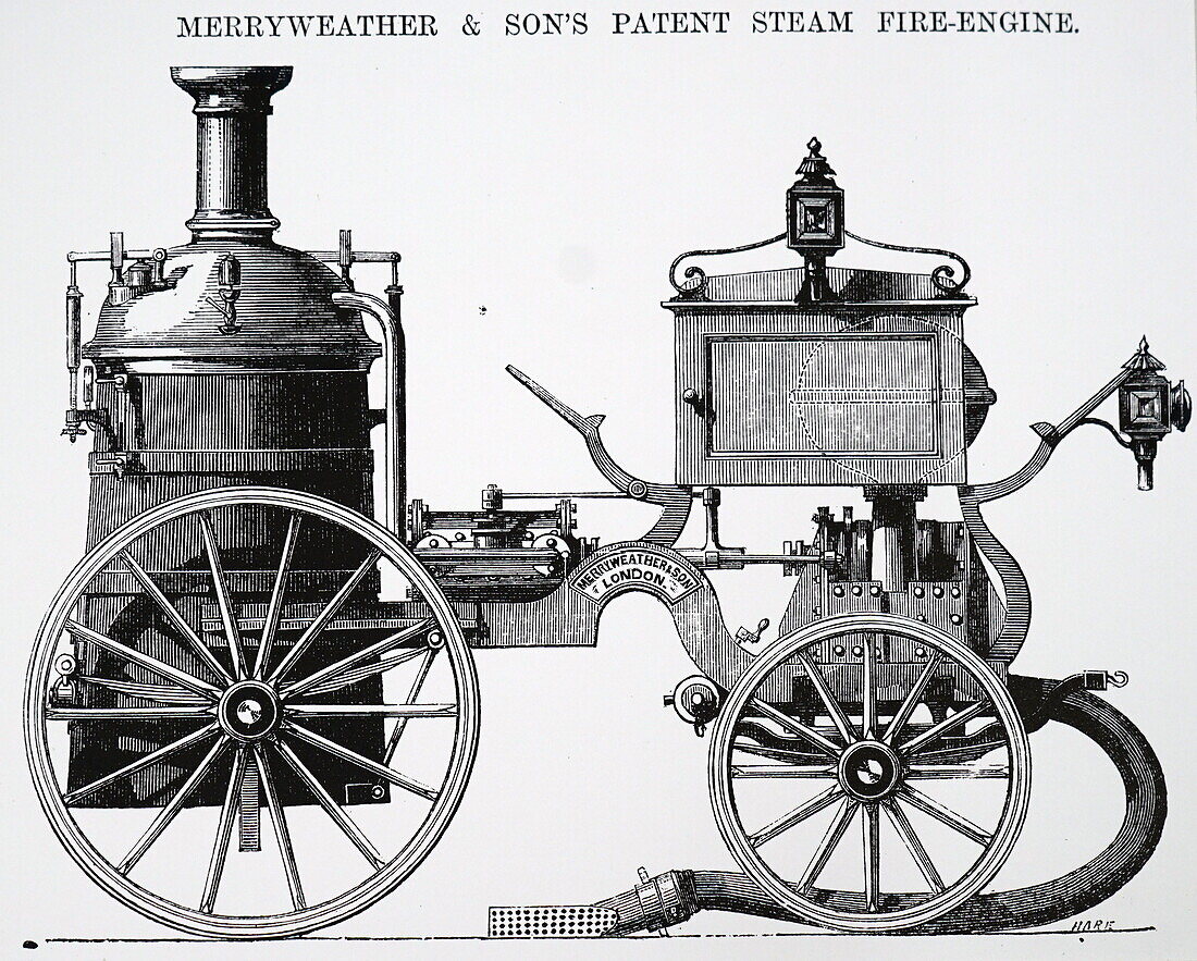 Merryweather and Sons steam fire engine, illustration