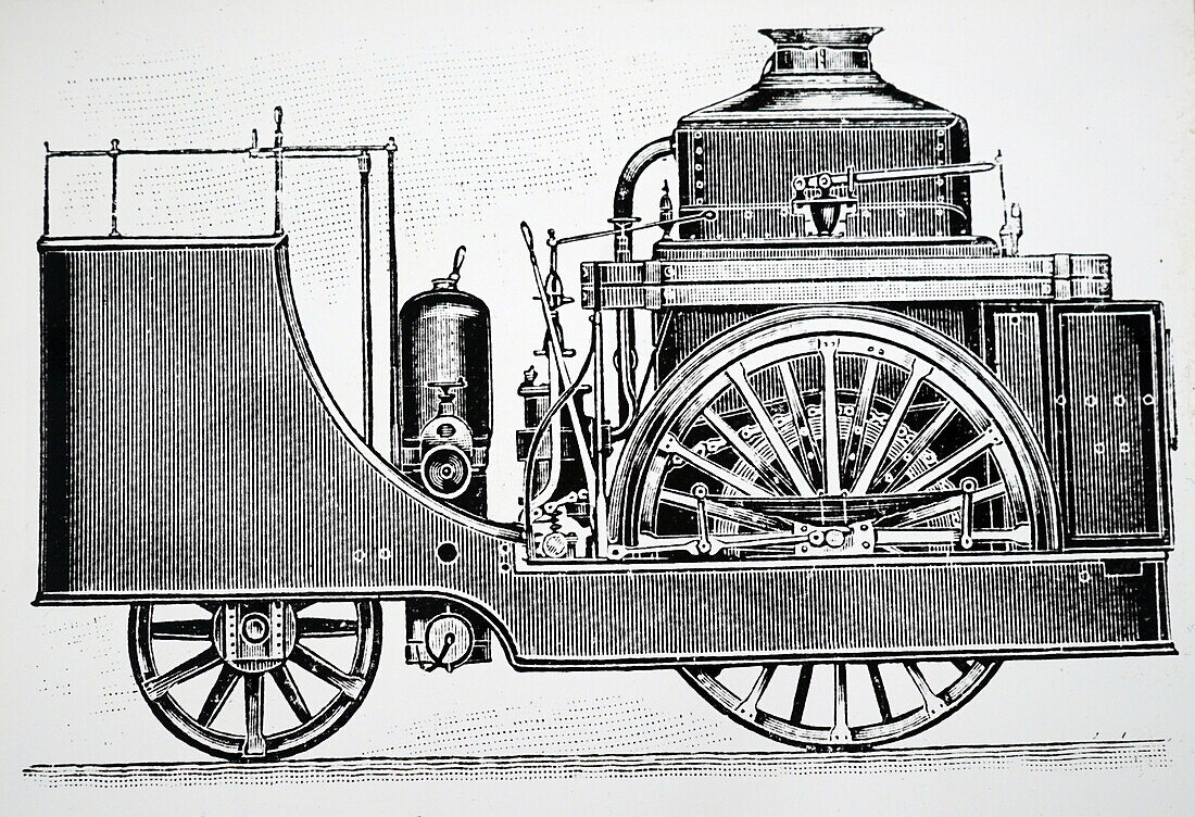 English steam fire engine, illustration