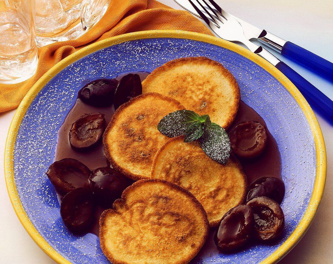 Quark pancake with damson sauce