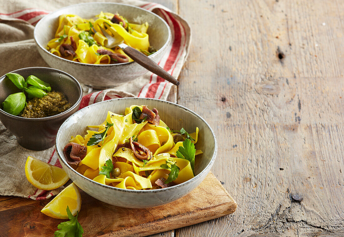 Pappardelle with anchovies