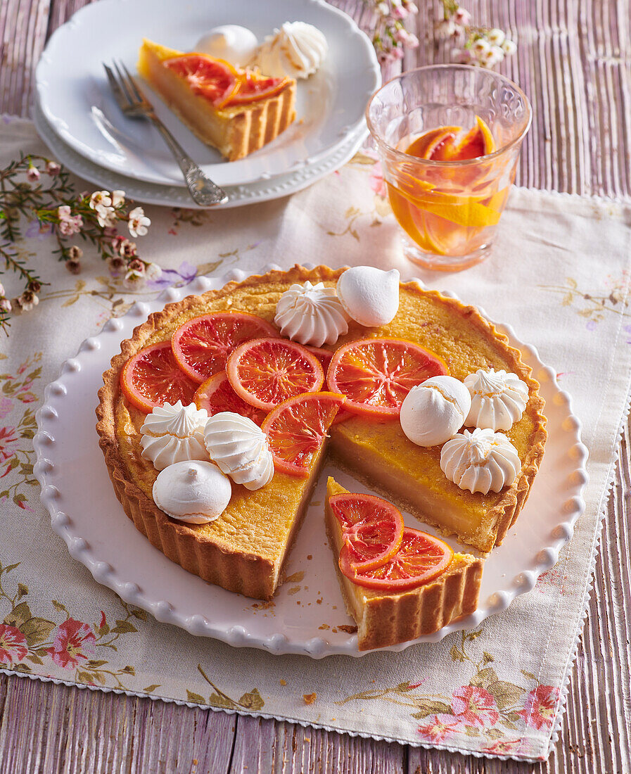 Short crust orange tart