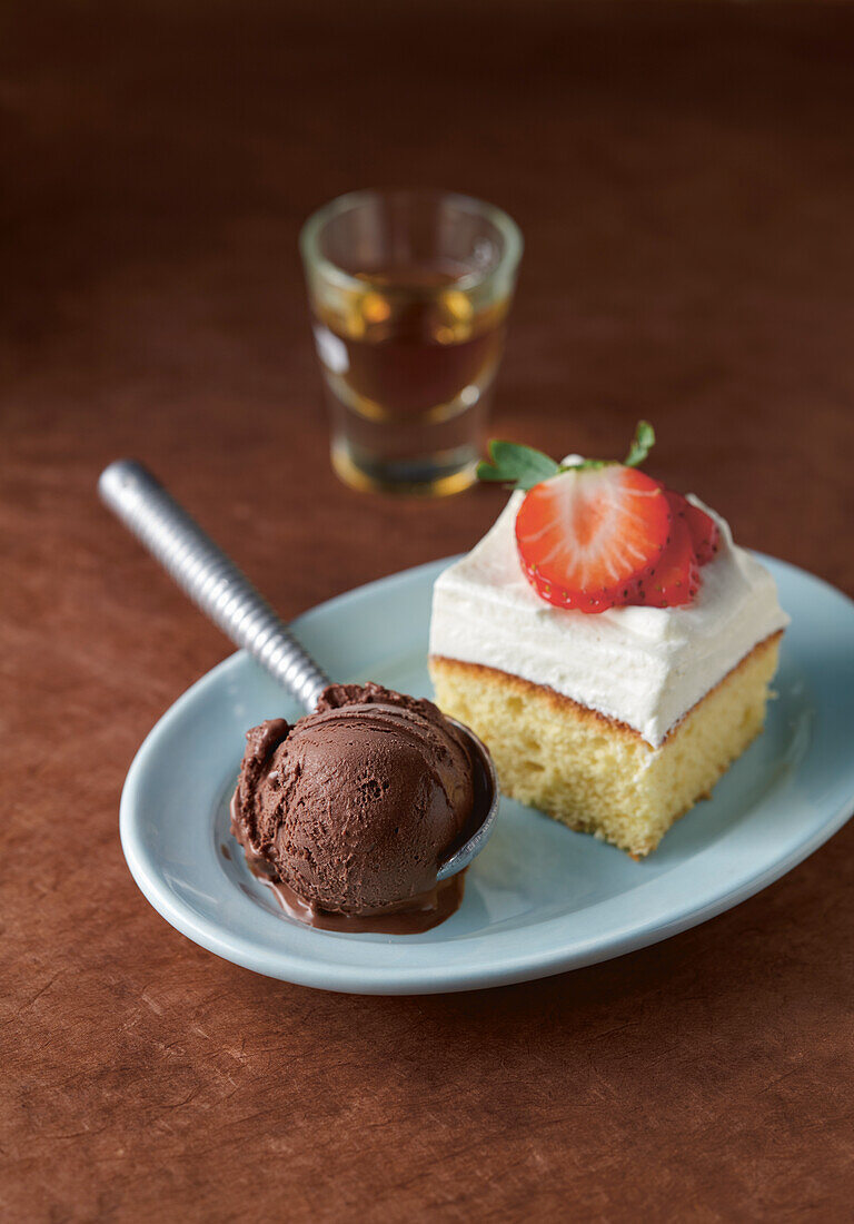 Fine chocolate ice cream with tequila