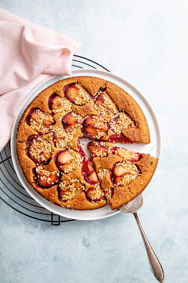 Oatmeal plum cake