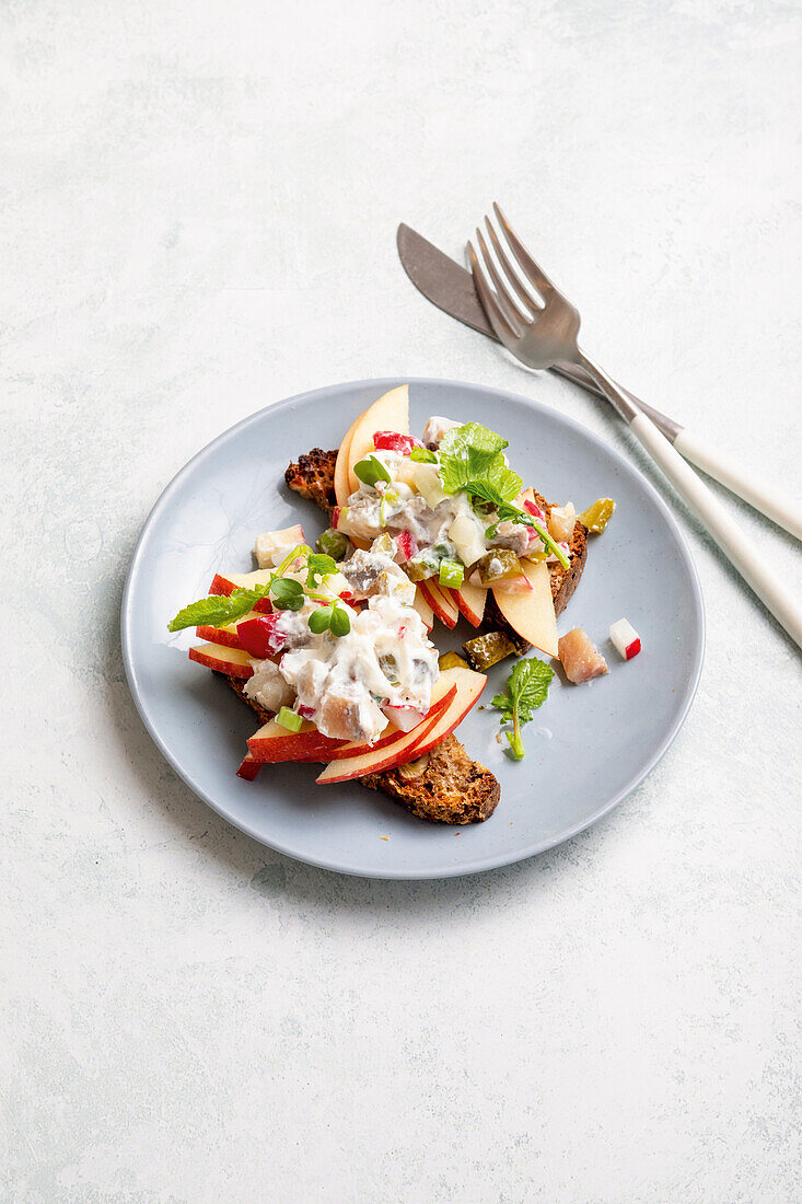 Herring salad on oat bread