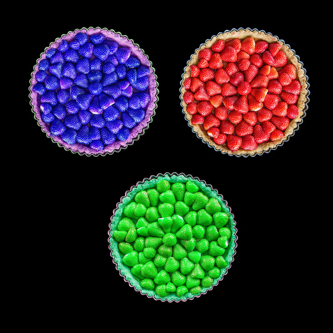 Colorful strawberry pies