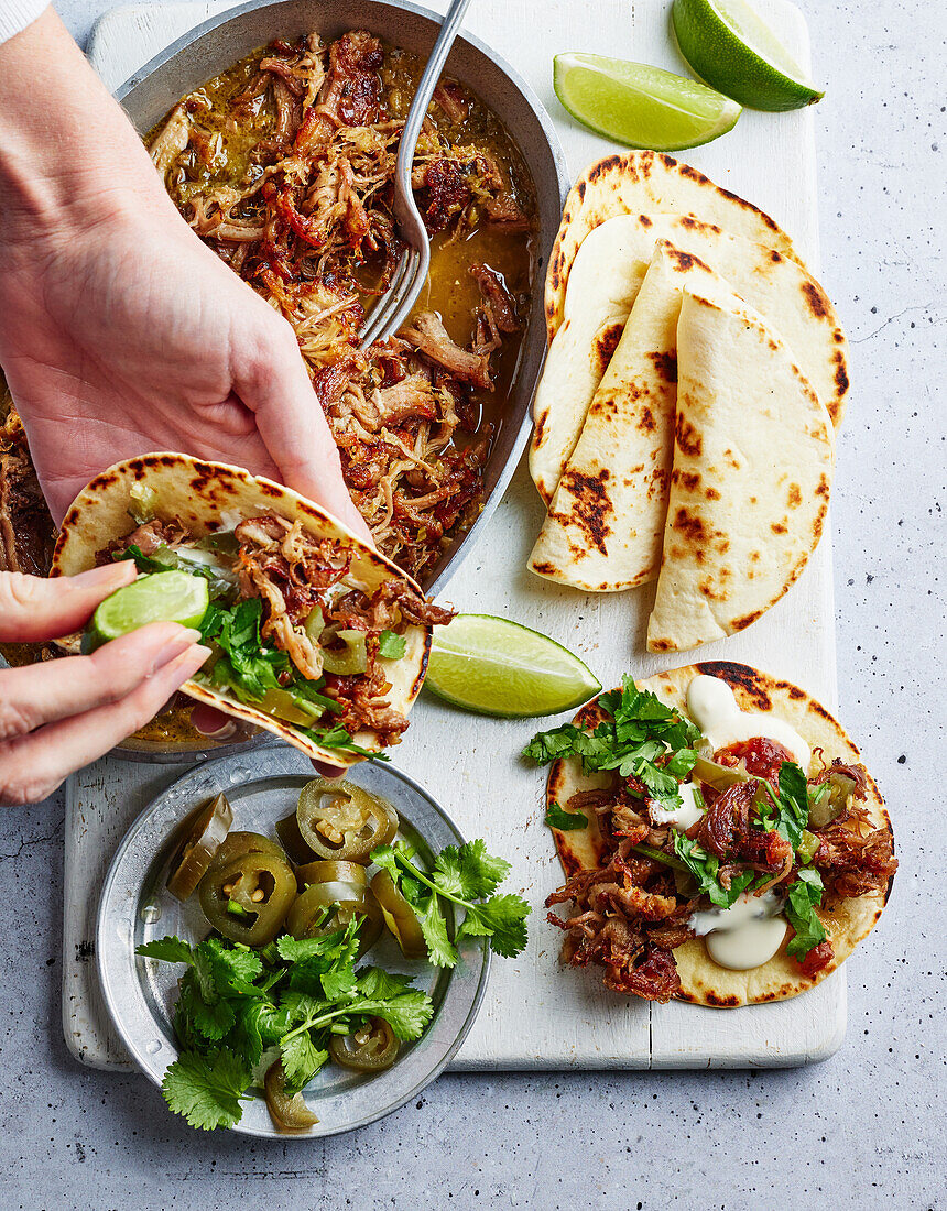 Mexican slow-cooked pulled pork (Carnitas)
