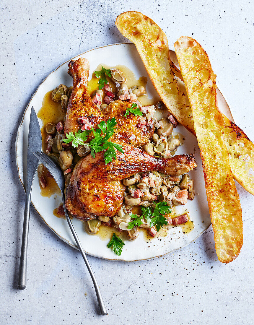 Spanish-braised chicken and broad beans