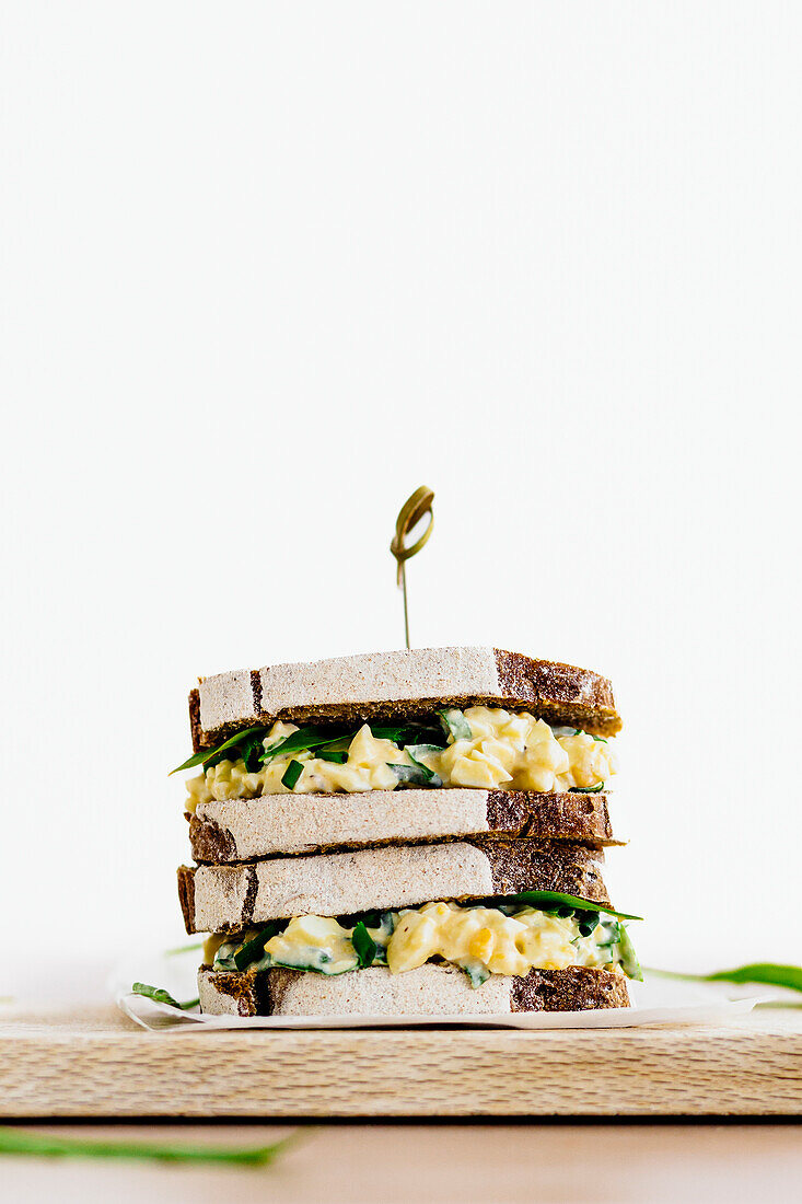 Egg salad and wild garlic sandwich