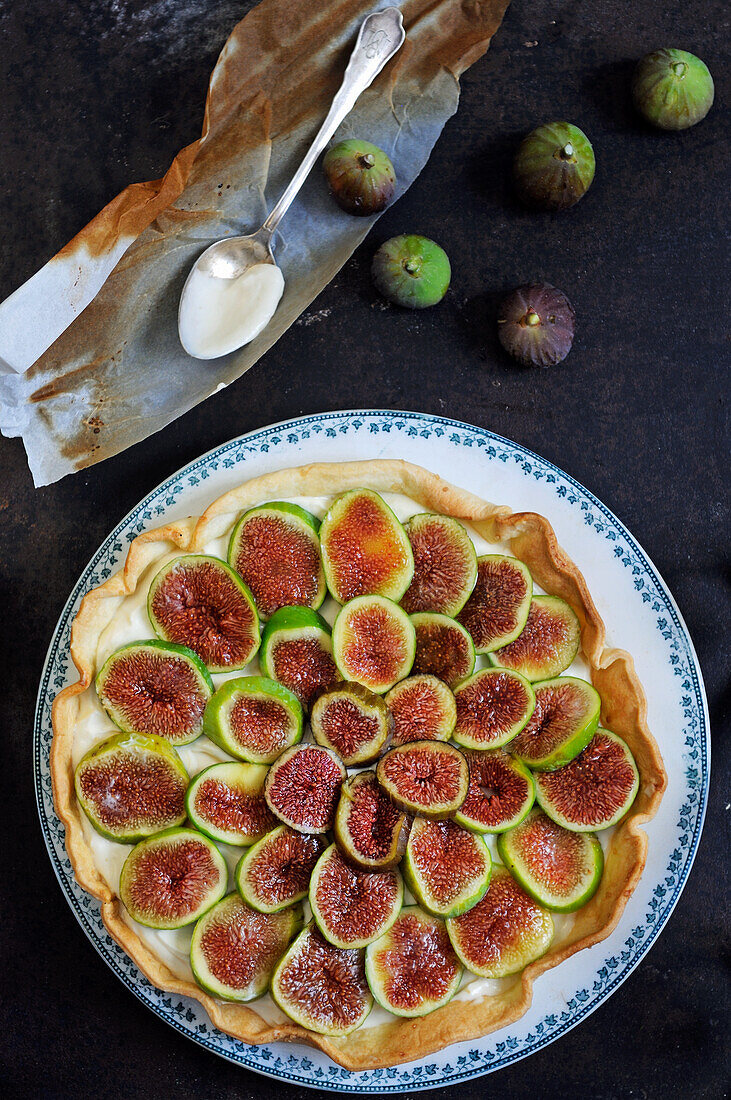 Fig and cream tart