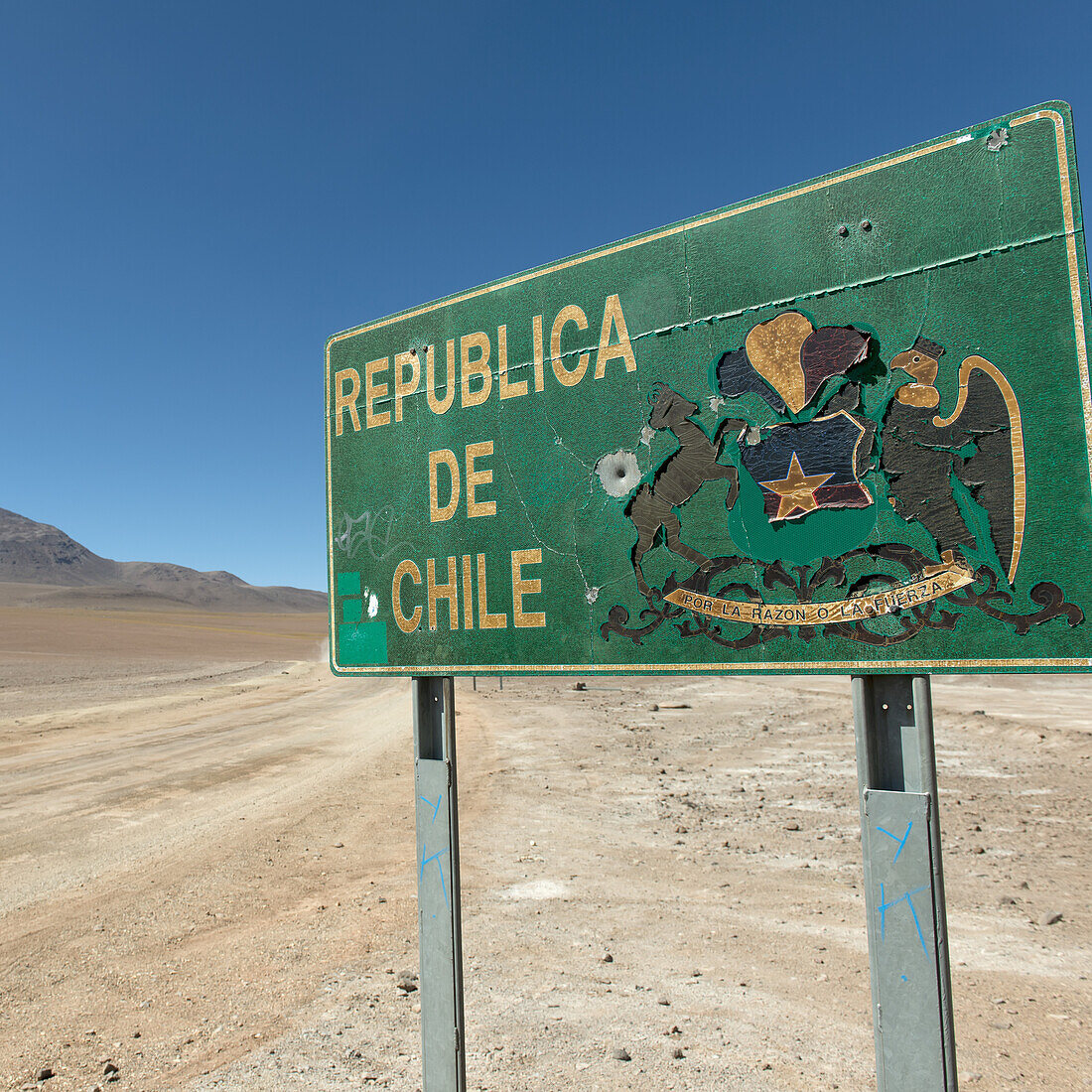 Schild der Republik Chile; San Pedro De Atacama, Region Antofagasta, Chile
