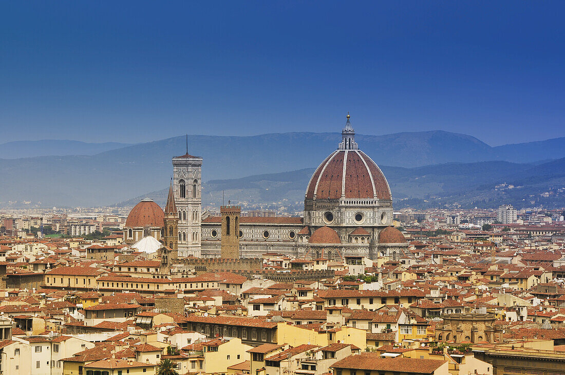 Skyline Of Florence, Italy Showing The Dome Of The Cathedral Of Santa Maria Del Fiore; Florence, Italy