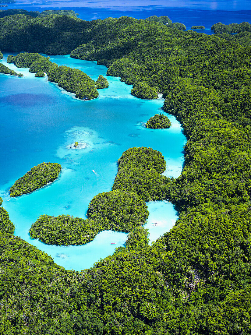 Aerial View Of World Heritage Listed Palau Islands; Micronesia