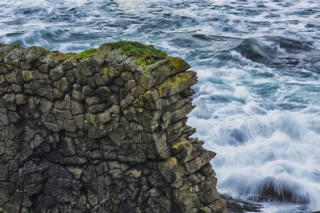 An Old Horizontal Lava Flow Creates A Wall Of Hexagonal Rocks Along The Strandir Coast Which Is Located In The West Fjords Of Northwest Iceland; Iceland