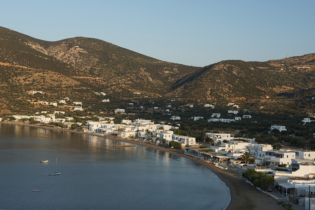 Whitewash Buildings Along The Water; Platis Ghialos, Sifnos, Cyclades, Greek Islands, Greece