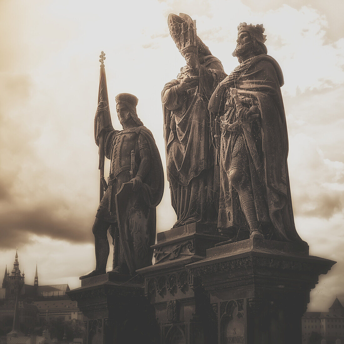 Statues Along Karl Bridge; Prague, Czech Republic