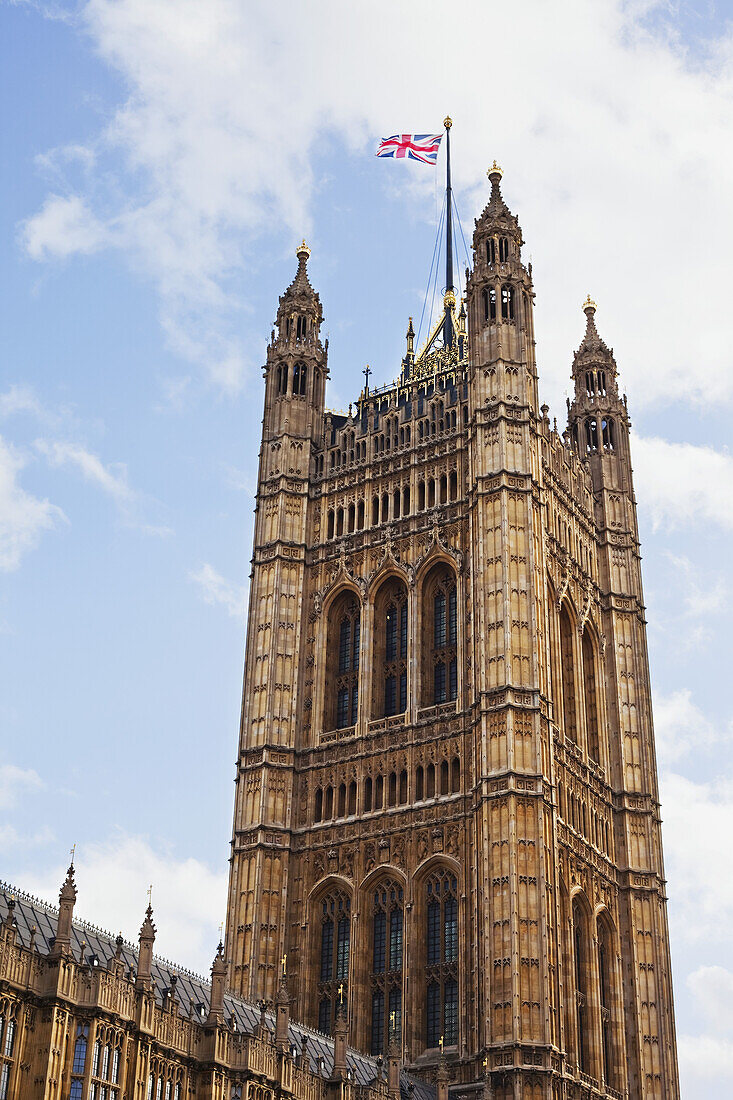 Westminster Abbey Against Blue Sky; London, England