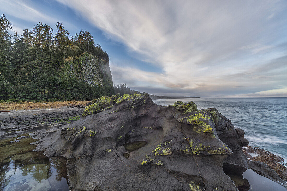 The Volcanic Bedrock Near Tow Hill, Haida Gwaii At Sunrise, Naikoon Provincial Park; Masset, British Columbia, Canada