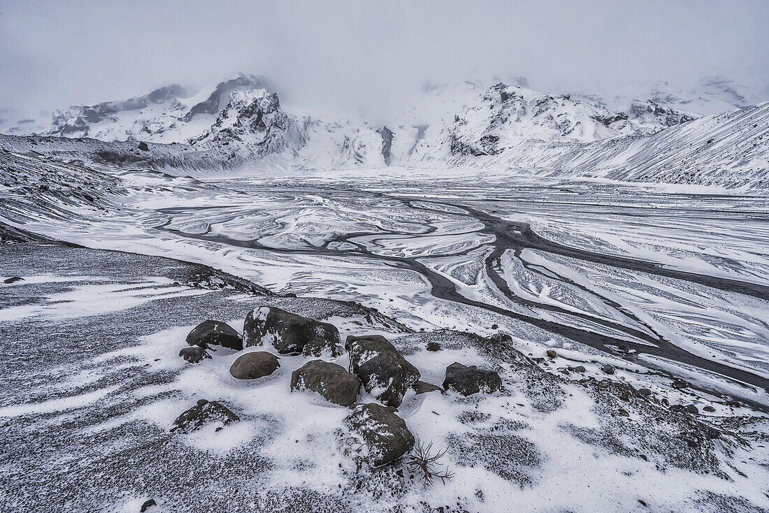 Remains Of The Glacial Lake And The Mountain That Used To Be At The Base Of The Volcano Eyjafjallajokull Which Eruoted In 2010; Thorsmork, Iceland