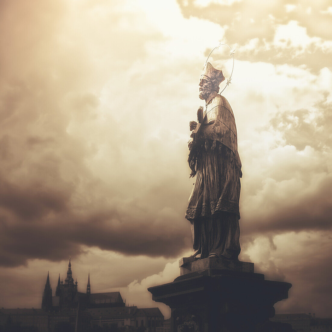 Statue On Karl Bridge; Prague, Czech Republic