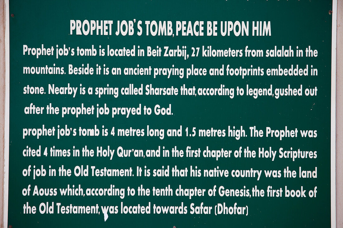 Tomb Of Prophet Job Information Board; Salalah, Dhofar, Oman
