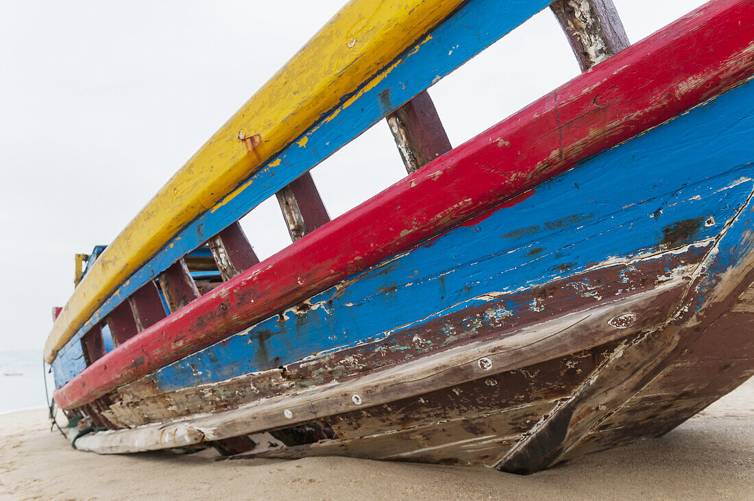 Fishing Boat On The Beach; Xiamen, Fujian Province, China