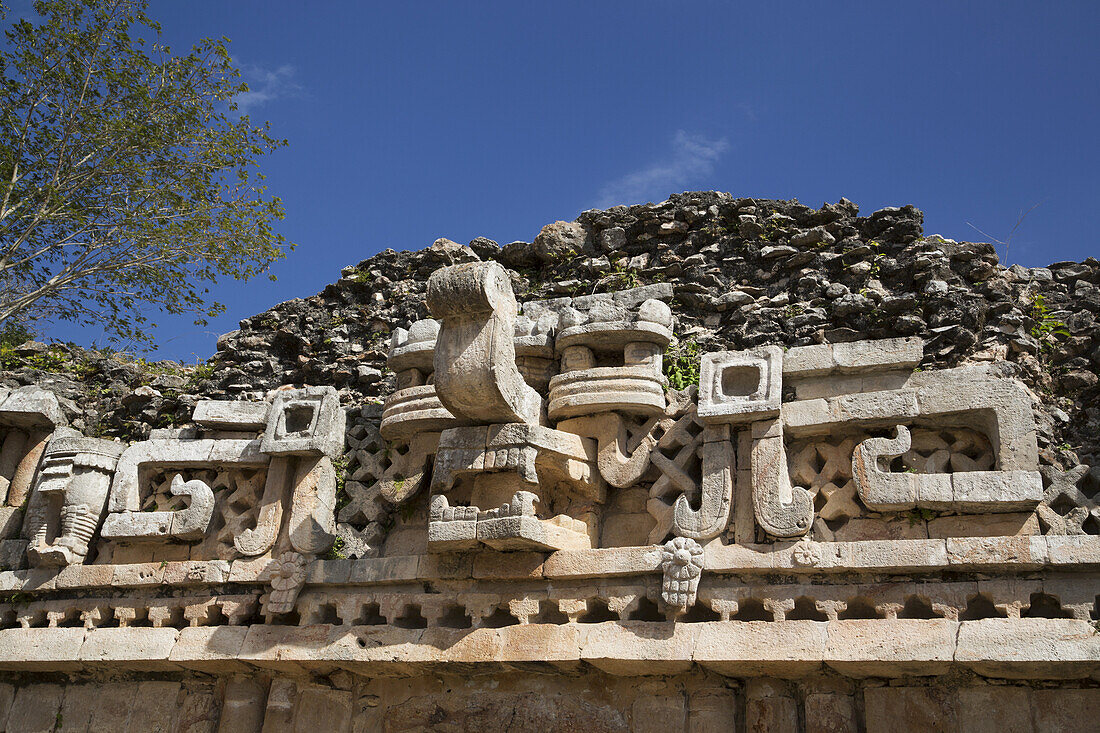 Chac-Maske (Regengott), Der Palast, Labna, Maya-Ruinen; Yucatan, Mexiko