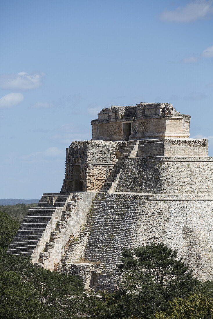 Pyramid Of The Magician, Uxmal Mayan Archaeological Site; Yucatan, Mexico