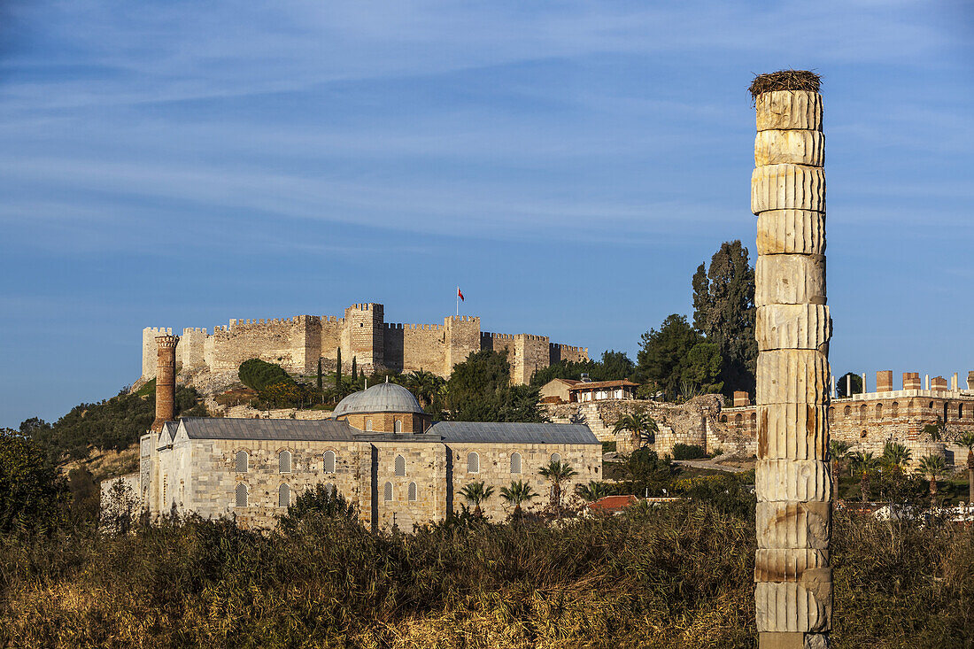 Ayasuluk Hill With Selcuk Castle And The Temple Of Artemis; Ephesus, Turkey