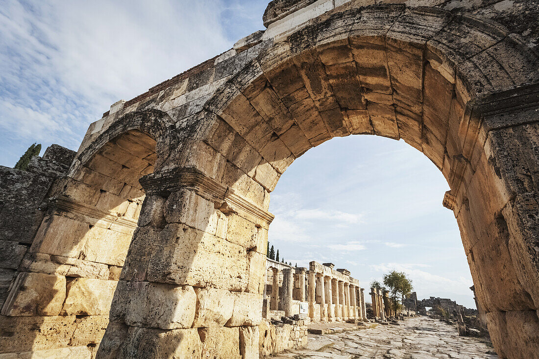 Monumental Entrance To The Roman City Of Pamukkale; Pamukkale, Turkey