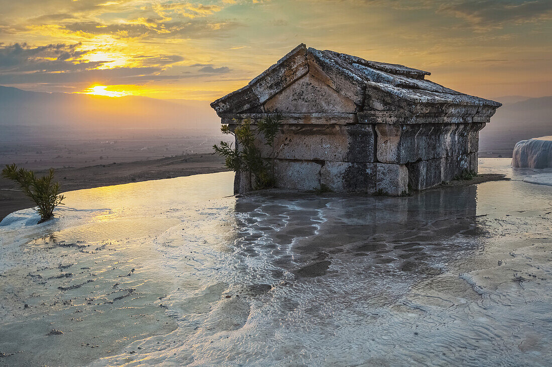 Tomb Submerged In A Travertine Pool In Hierapolis; Pamukkale, Turkey