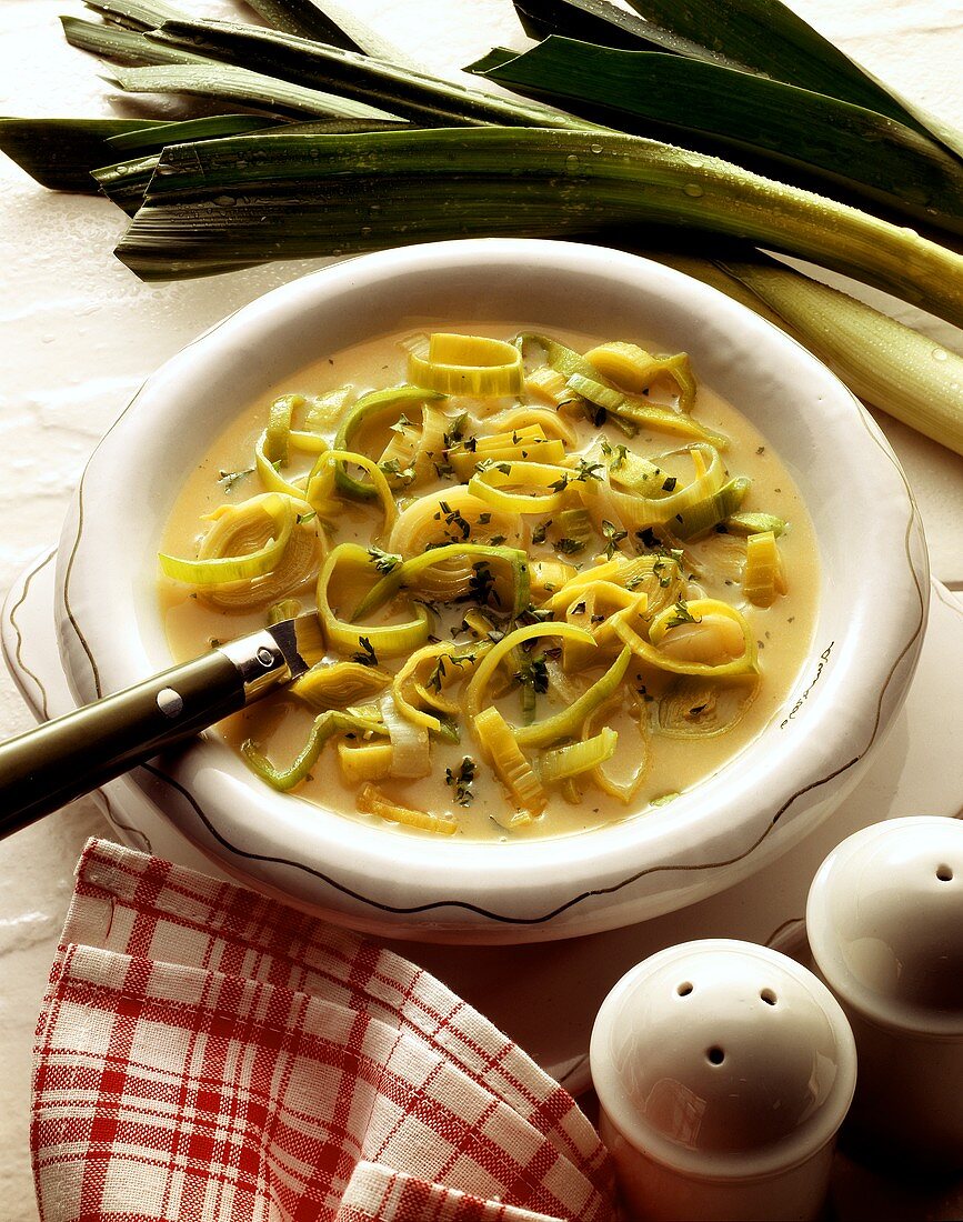 A plate of leek soup
