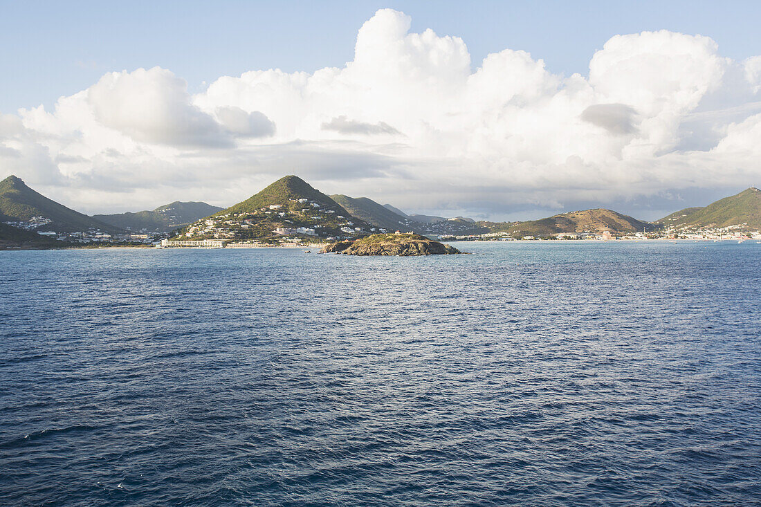 Coastline With Peaked Mountains; Philipsburg, Saint Martin