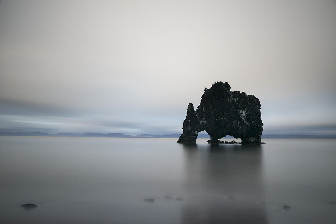 The Sea Stack Known As Hvitserkur In Northern Iceland; Iceland