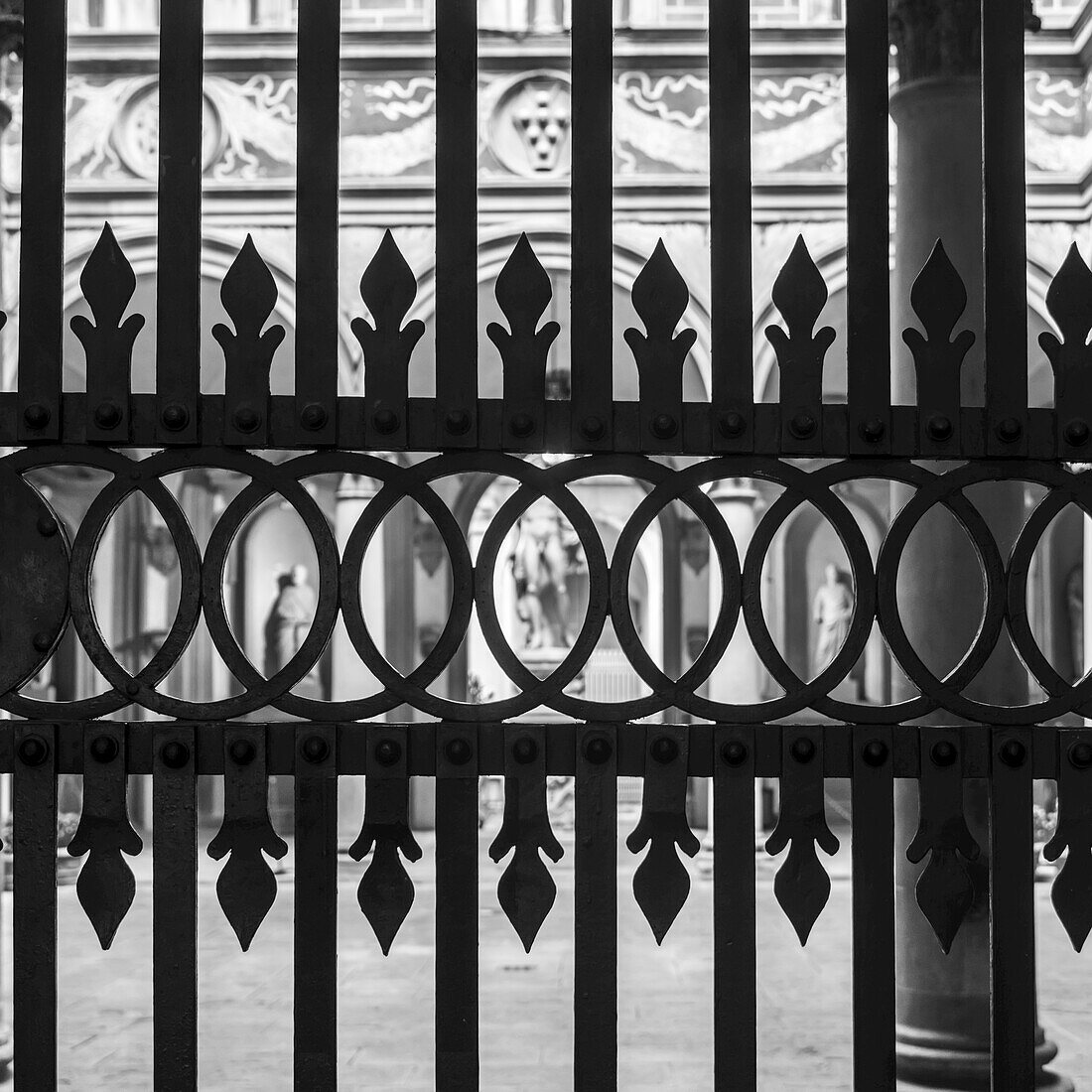 Decorative Black, Metal Fence; Florence, Italy