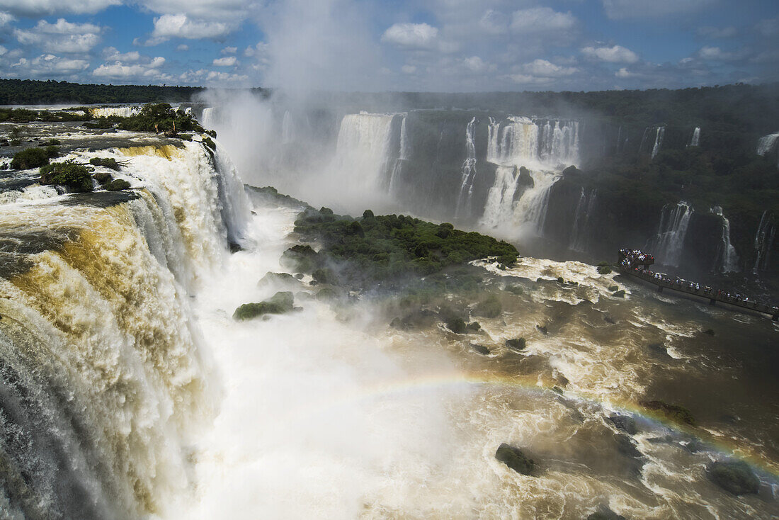 Rainbow By Public Walkway At Iguazu Falls; Parana, Brazil