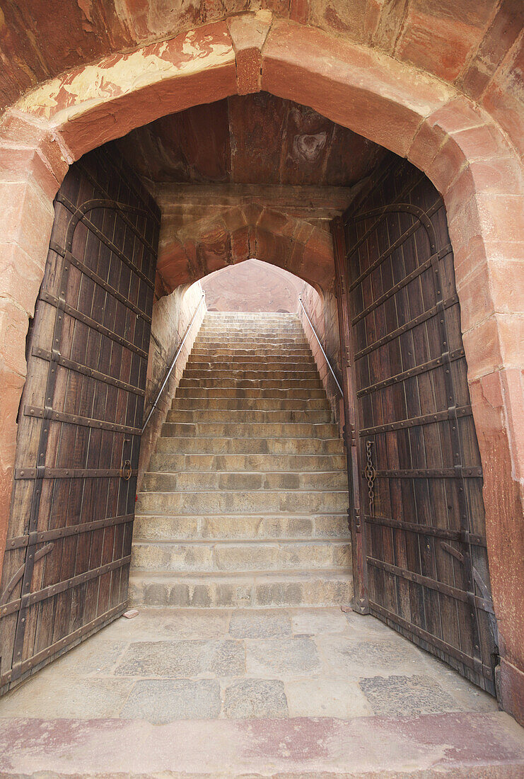 Doorway And Gates To 16th C Sandstone Mughal Tomb