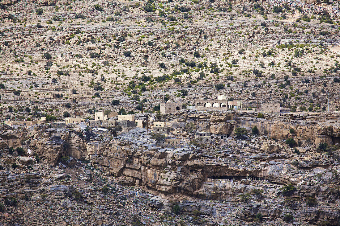 Traditional Village Perched In The Jabal Akhdar Mountains