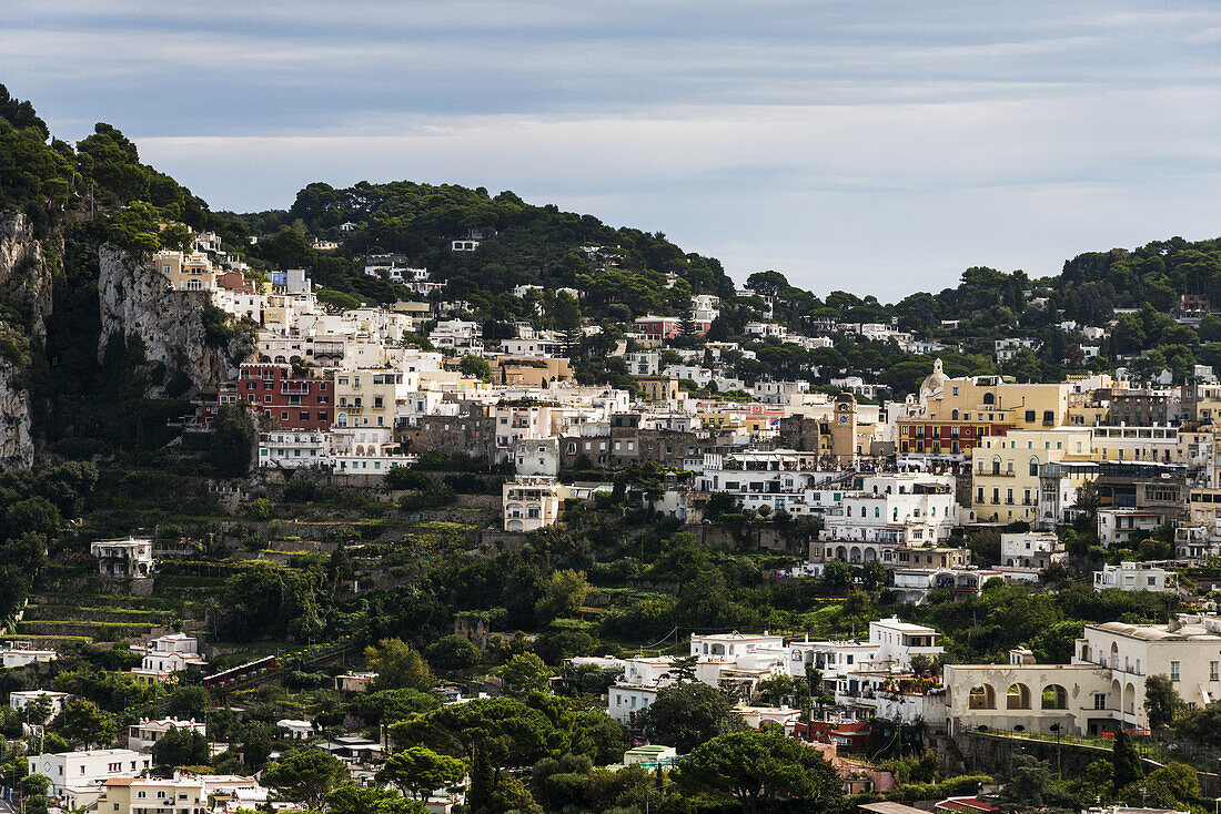 A Port City With Colourful Buildings On The Island Of Capri; Marina Grande, Capri, Italy