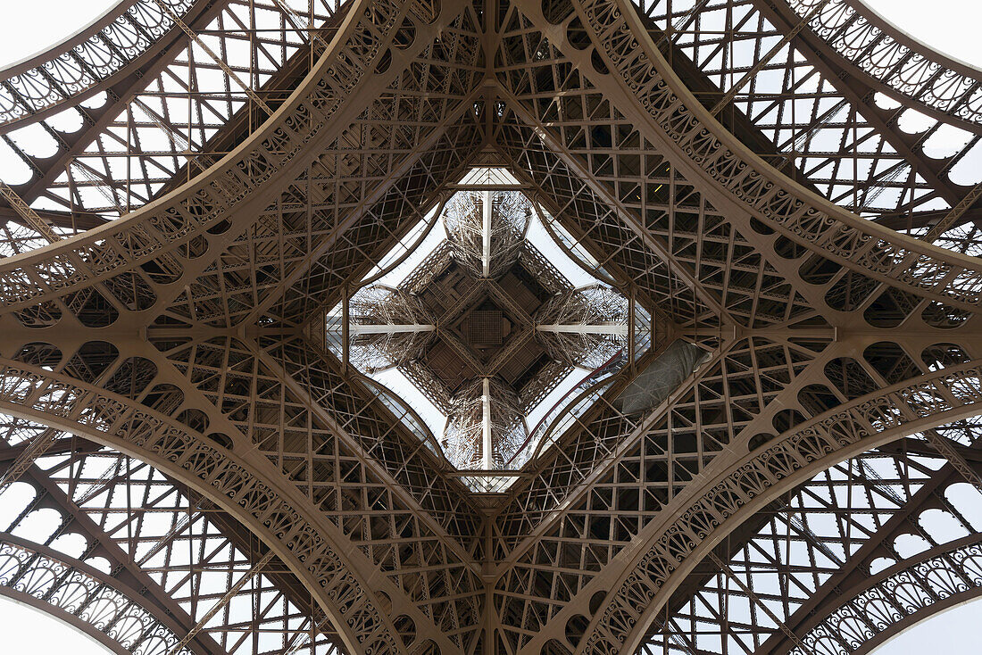 Upwards View Of Eiffel Tower; Paris, France