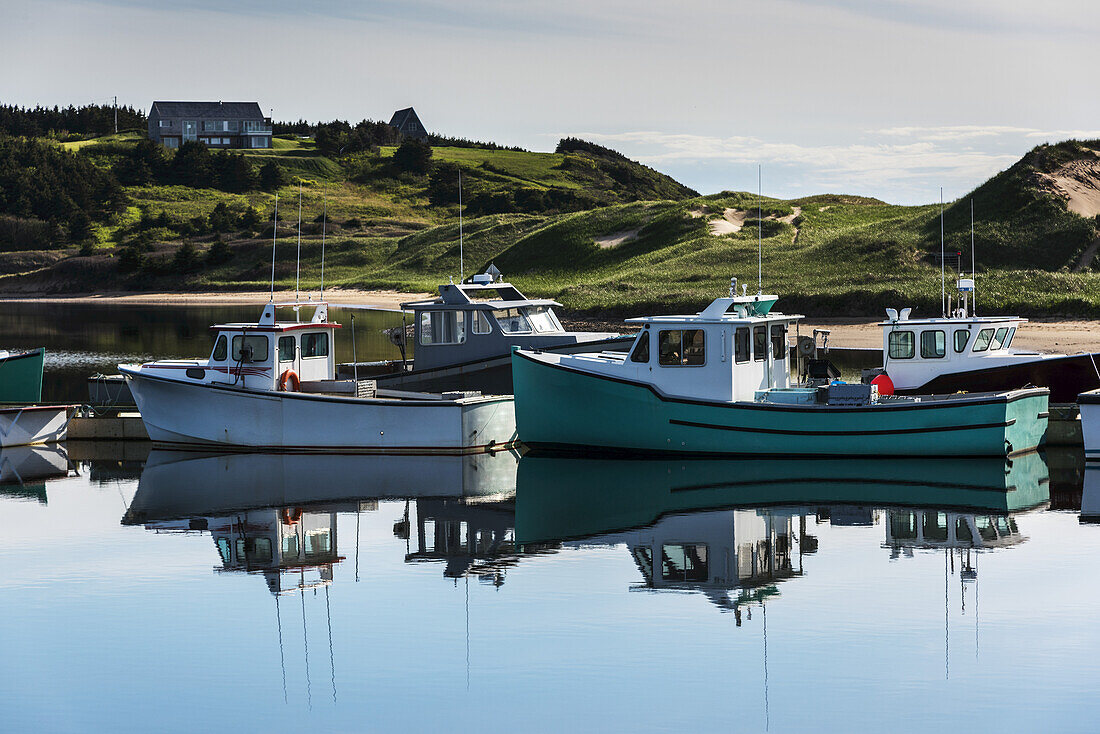 Fishing Boats In The Tranquil Harbour; Mabou, Nova Scotia, Canada