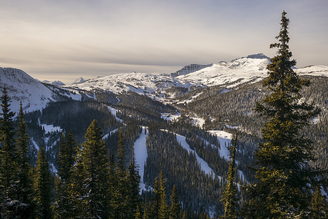 Landscape Of The Rocky Mountains And Sunshine Ski Resort; Banff, Alberta, Canada