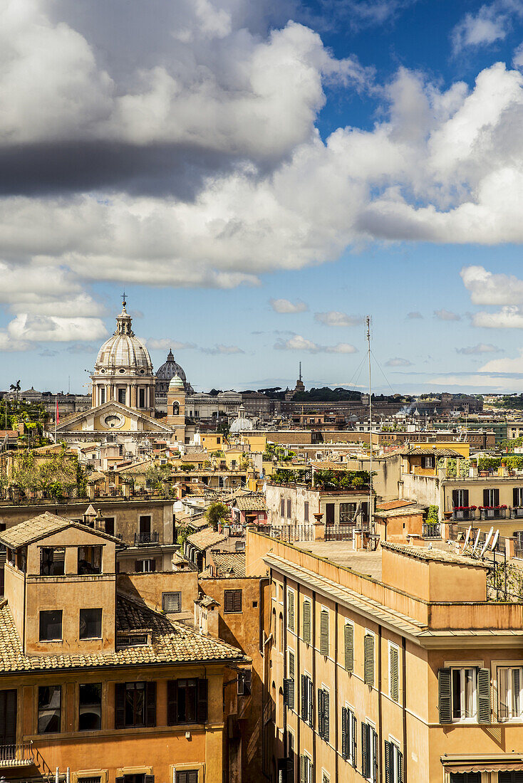 View Of Roofs And Domes Across A Cityscape; Rome, Italy