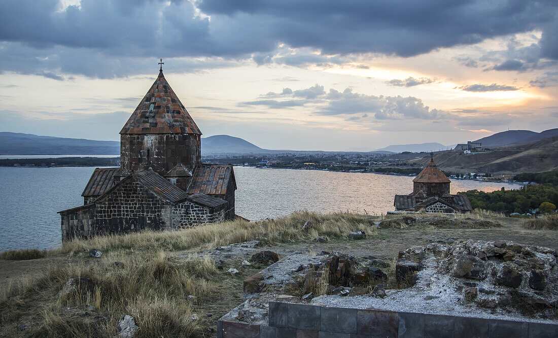 Surp Arakelots (Holy Apostles Church) And Surp Astvatsatsin (Holy Mother Of God Church) Of The Sevanavank (Sevank Monastery) Overlooking Lake Sevan; Gegharkunik Province, Armenia