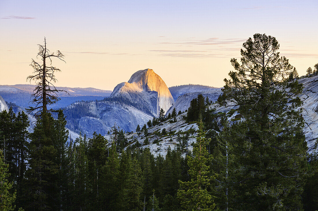 Half Dome vom Olmsted Point aus gesehen, Yosemite National Park; Kalifornien, Vereinigte Staaten von Amerika