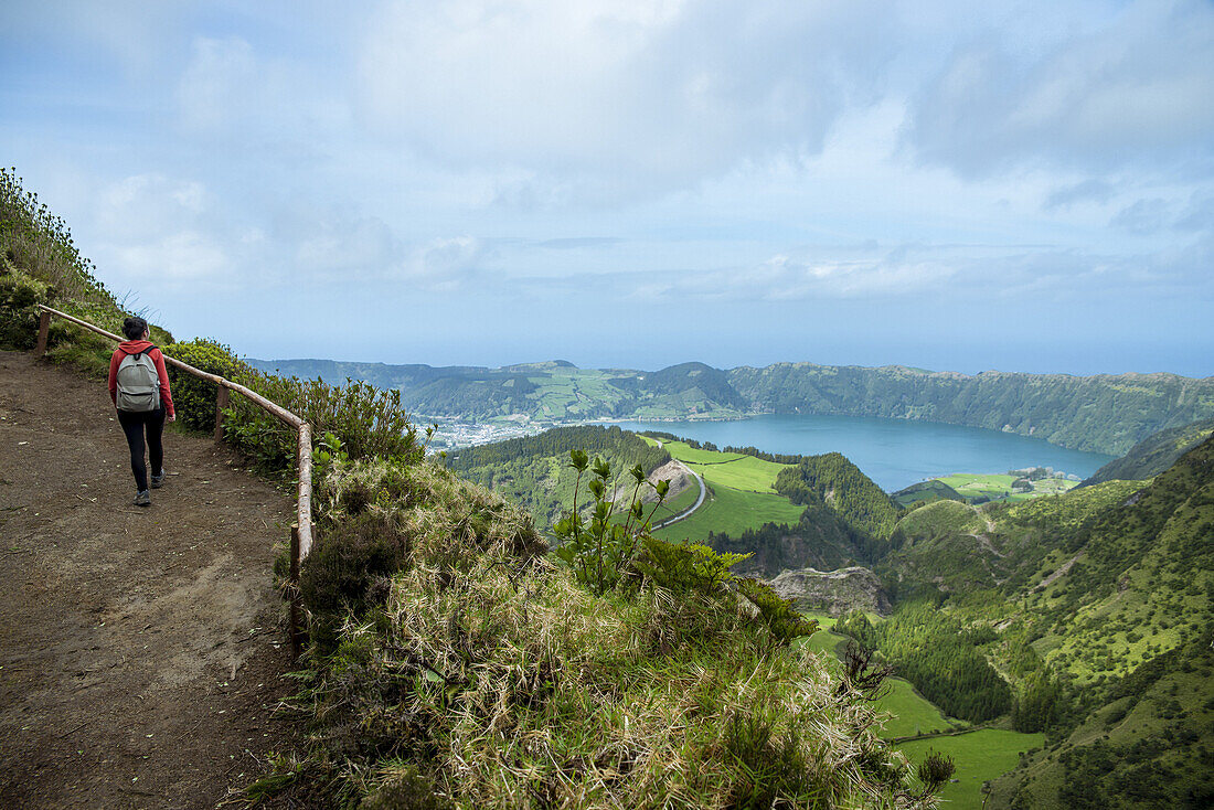 Panoramic View Of Sete Cidades; Ponta Delgada, Sao Miguel, Azores, Portugal