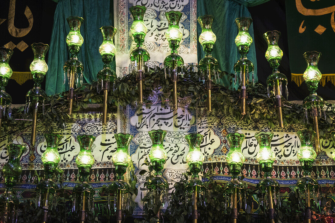 Lamps In An Ashura Display At The Tajrish Bazaar; Tehran, Iran