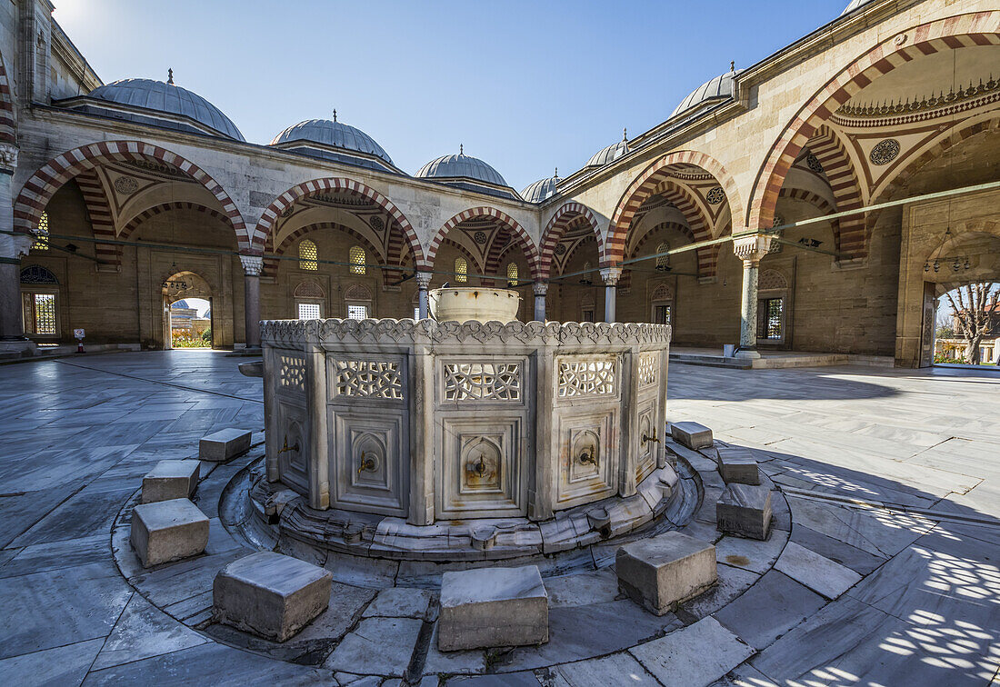Ablution Fountain In The Courtyard Of The Selimiye Mosque; Edirne, Turkey