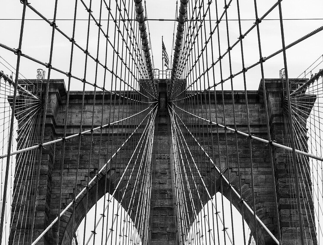 Grid Pattern Of Supports On The Brooklyn Bridge; New York City, New York, United States Of America